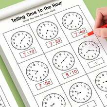 1Pc 32P Clock Reading Workbook Telling Time To Hour Half Hour Analog Digital Time Practice Book For Kids Toddlers Early Learning Homeschool Supplies Halloween Decor Christmas Gift All Styles Shipped Randomly - Multicolor - View 9