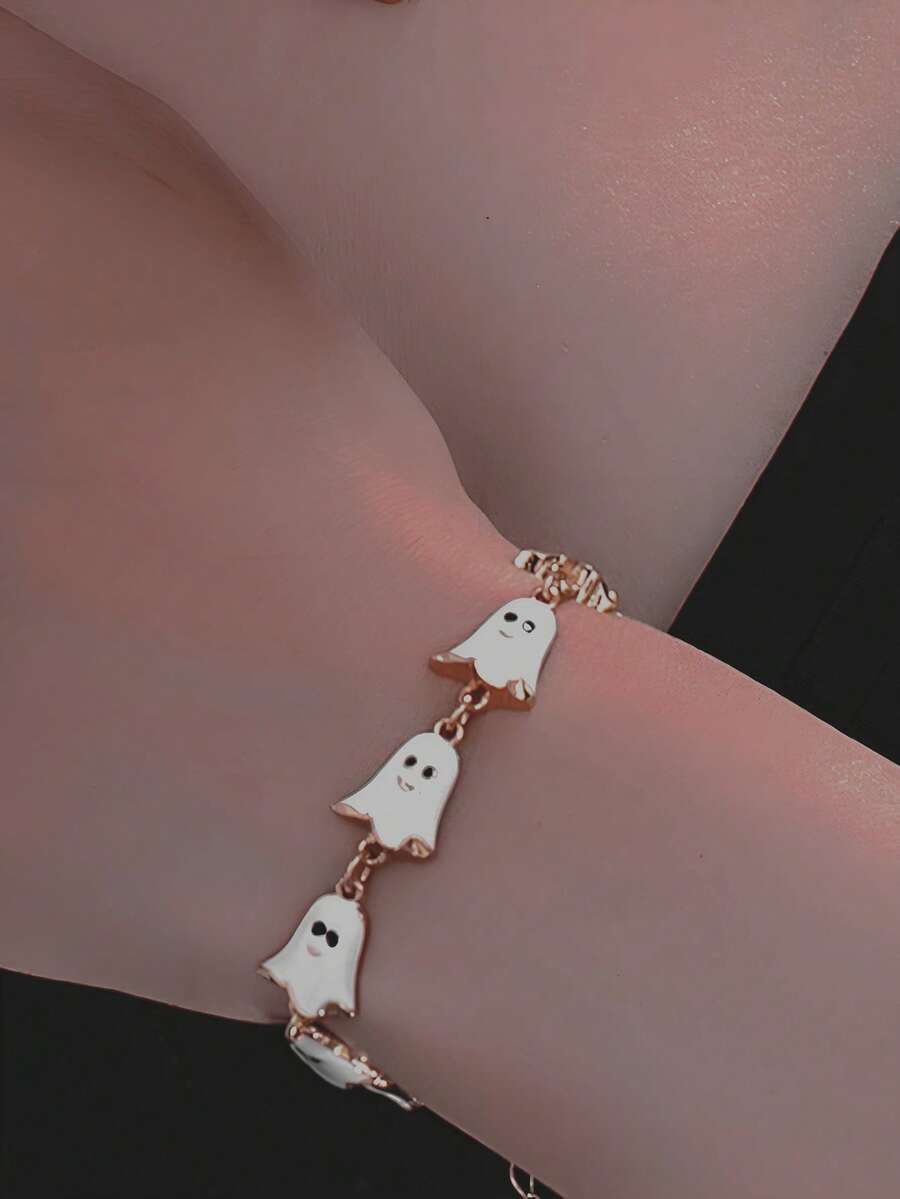 Halloween Cute Cartoon Enamel Ghost Bracelet, Holiday Party Gift Cute Ghost Bracelet - Ghost Bracelet - View 1