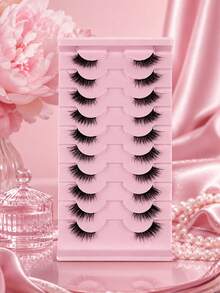 10 Pairs Half Lashes Fluffy, Dense, Naturally Curled, Slender, Fox Like, European And American Style, Soft And Enlarged Eyes, Reusable, Essential For Daily Commuting Makeup, Portable And Suitable For Various Occasions - View 11