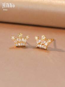 Hihho 2pcs/Set Luxury Style Women's Earrings Suitable For Commute, Date, Evening Party, Holiday Party Wear - crown - View 9