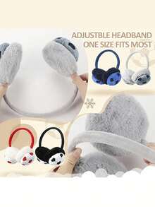 1PC Soccer Style Plush Earflap Warm Ear Muffs, Suitable For Outdoor Skiing, Cycling, Daily Wear With Embroidered Design - Multicolor - View 10