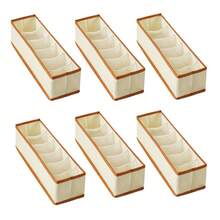 6-Grid Multi-Piece Bra Organizer Box, Belt Divider Storage Basket, Closet Storage, Foldable, Stackable, Space-Saving, Suitable For Home, Wardrobe, Sorting And Organizing Organizer - Beige, Halloween, Christmas Gift - View 11