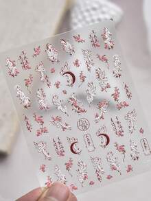 5D Softs Relief Nail Art Stickers Chinese Style Anime Kitsune Self-Adhesive Nail Decals Nine-Tailed Fox Goddess Stickers For Nails DIY Manicure Decorations - Multicolor - View 5