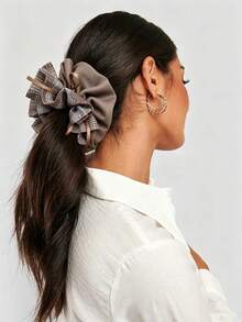 Academy Style Retro Plaid Pattern Scrunchie Hair Accessory, Spring/Summer New Fashion Versatile Hair Band, Made Of High Elasticity Rubber Material, Suitable For Ponytail And Other Hairstyles. Autumn/Winter Decorative Hair Accessory Headpiece Fashion Women's Hair Accessory, Ideal Gift Suitable For Work, Business, Commuting - Multicolor - View 9