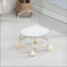 Universal Swivel Caster Small Stool, Acrylic Roller Chair, Movable Backrest Stool, Home Use Low Stool With Wheels - Multicolor - View 8