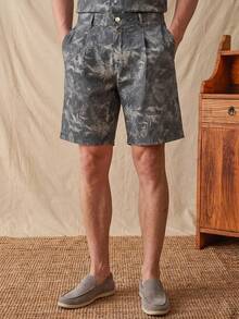glestore Men's Retro "Old Money" Style: Digital-Printed Polyester, Casual Cropped Shorts-A Versatile Summer Must-Have - Multicolor - View 4