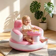 Inflatable Baby Seat With Bowl Tray, Portable Floor Chair, Learning To Sit Up, 3-36 Months, Travel Booster Seat Gift - Multicolor - View 1