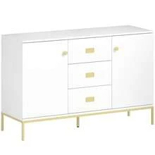 Modern White And Gold Sideboard On-Site - Rustic Brown + Engineered Wood - View 9