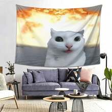 Funny Cat Inspired Design Tapestry, Suitable For Party, Wedding, Birthday Decoration, All-Season Fabric Indoor/Outdoor Decor, Photography Prop, Multi-Functional Decoration, Home Decor, Holiday Organization - Multicolor - View 5