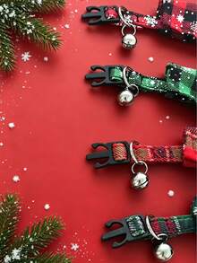Christmas Adjustable Cat & Dog Collar With Bell Pendant, Anti-Slip Buckle Design, Exquisite & Cute Pet Christmas Gift, Suitable For Cats And Small Dogs - Multicolor - View 6