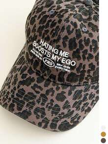 Women's Soft Top Distressed Leopard Print Long Brim Baseball Cap, American Vintage Street Style Baseball Cap, Personalized Cool Versatile Summer Face-Slimming Sun Protection Hat - Multicolor - View 8
