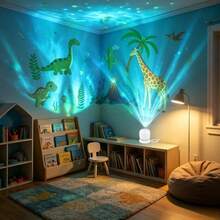 Dynamic Dinosaur Projection Light USB Plug-In Night Light, 360° Adjustable Angle, Whole Room Dinosaur Projection Light, Suitable For Living Room, Party Decoration, Birthday And Christmas Gifts - White - View 7