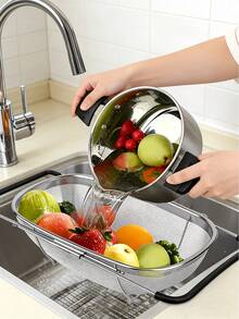Expandable Stainless Steel Fine Mesh Sink Strainer Basket, Colander/Drainer Basket, Sink Vegetable Strainer, Vegetable Filter Basket, Halloween Gift, Home Kitchen Essential, Kitchen Decor, Room Decor - Multicolor - View 10