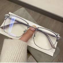 1 Pair Men's Metal Half-Frame Vintage Business Glasses With Clear Lenses, Suitable For Daily Wear, Gaming And Office Use - Clear - View 3