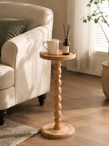 1pc Round Wooden Edge Table, Coffee Table, Sofa Edge Table, Wooden Edge Table, Small Space Saving Snack Table, Suitable For Living Room, Bedroom, Bedside Table Or Office Decoration, Home Decoration. - Multicolor - View 5