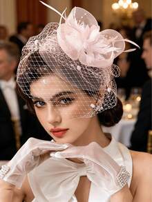 1 buah Topi Fascinator Berbentuk Kipas dari Bulu Alami, Elegan untuk Pesta Teh, Acara Balap, Aksesori Hari Valentine Sepanjang Musim, Aksesori Rambut Pernikahan - MultiWarna - View 4