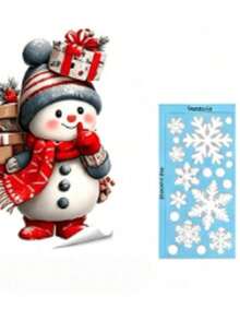 36pcs/2sets Christmas Window Stickers, Fun Santa Claus & Snowman Snowflake Window Decals, Window Home Decor, Party Holiday Gift, Christmas Party, Reusable Indoor Home Christmas Winter Party Decoration - Multiple Styles - View 9