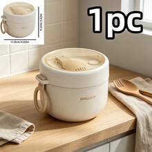 1pc Bento Box - Beige - With Utensils, Adult Lunch Box Microwave , 3 Compartment Food Storage Container, With Soup Cup, Insulated Lunch Bag, Leak-Proof Lunch Bento Box - Multicolor - View 9