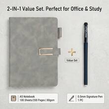 2 Pieces Set (1 Notebook+1 Pen),A5 Vintage Leather Buckle Notebook, 200 Pages, Thick And Durable Business And Office Note Diary, Suitable For Office And Study, Highly Attractive High-End Holiday Gift School Supplies - 5A - View 4