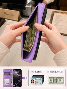 1 buah Casing Ponsel Apple Multifungsi dengan Stand Ponsel Pintar, Casing Ponsel Apple 17 Pro Max dengan Penutup Timbul 3D, Casing Pelindung Anti Guncangan dan Anti Jatuh untuk Apple 17, Tempat Kartu untuk Apple 16, Casing Ponsel Apple 13 dengan Motif Bunga Mekar 3D, Casing Ponsel Berkualitas, Cocok untuk Penggunaan Sehari-hari, Casing Ponsel Pintar dengan Perlindungan Menyeluruh, Cocok untuk Penggunaan Sehari-hari, Aksesori Ponsel Praktis untuk Honor - Purple - View 5