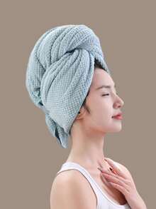 1/2pcs Women's Quick-Dry Microfiber Hair Towel Wrap, Fast-Drying Hair Band, Suitable For Long, Thick, Curly Hair, Large Super Soft Bath Hair Towel Set With Elastic Band - Multicolor - View 8