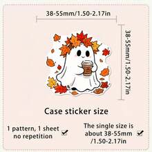 50Pcs Cute Ghost Sticker Pack, Halloween Spooky Cartoon Ghost Vinyl Decals, Back To School Kawaii Ghost Stickers For Journal Notebook DIY Crafts - Multicolor - View 6