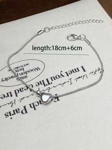 1pc Vintage French Style Round Bead Heart Bracelet, Niche Design, Minimalist Versatile Delicate Hand Accessory For Women, Suitable For Daily Wear And Festivals In Autumn/Winter - Silver - View 3