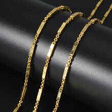 1pc Vintage Textured 14k Gold Plated Copper Square Cuban Statue Necklace, Hip Hop Style For Men Everyday Wear - Gold - View 1