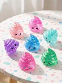Random Color Funny Poop Shaped Squeeze Toy, Colorful Glitter Poop Slow Rebound Stress Ball, Decompression Finger Sensory Toy, Simulated Poop Release Toy, Prank Toy, Gift Bag Filler, Desktop Decoration, Birthday Gift, Party Favor - Cute Poop - View 4
