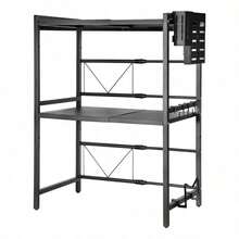 Estante Extensible de 3 Niveles para Microondas y Horno, Organizador de Cocina Ajustable y Resistente, Diseño Ahorrador de Espacio para Electrodomésticos, Utensilios y Accesorios, Práctico y Funcional - Negro - Ver 10
