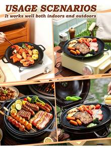 Multifunctional Thickened Non-Stick Griddle Pan With Oil Drainage Slot And Dual Handles, Easy To Clean, Suitable For Steak, Bacon, Pancakes, Vegetables, Meat, For Camping, Home Gatherings And Restaurant Use - Multicolor - View 11