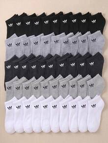 5/10/20/50 Pairs Random Sport Ankle Socks Black White Grey Solid Color Low Cut Short Socks Breathable Halloween Kids Socks For Fall Running Walking - Multicolor - View 1