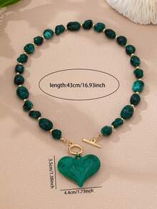 1/2pcs Colorful Chunky Acrylic Bead Necklace, Red Heart Pendant T-Bar Choker, Y2K Style Bead Chain Jewelry, Suitable For Party And Daily Wear - Multicolor - View 11