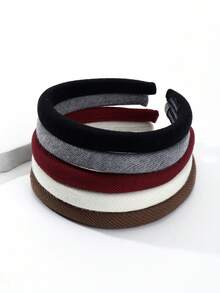 1pc Solid Color Fashion Minimalist Elegant Wide Band Knitted Sponge Headband High Crown Hair Accessory For Daily/Date/Commute - Multicolor - View 4