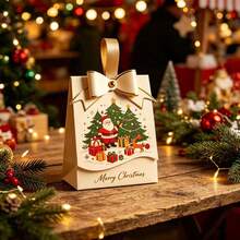 36/72/114pcs Elegant Christmas Candy Bags With Bow-Strong Christmas Motifs,Premium Paper Gift Bags For Cookies, Chocolates And Small Gifts, Gifts For The Christmas Holiday - Style a - View 1