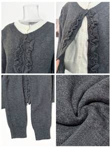 Autumn/Winter New Korean Style Round Neck Cable Knit 2 In 1 Cardigan Casual Versatile Sweater Top - Dark Grey - View 10