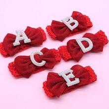 1pc Pet Red Letter Butterfly Bow Hairband Small And Medium Sized Dog Diamond Set Letter Collar Holiday Photo Dress Up Headwear Accessories - Multicolor - View 5