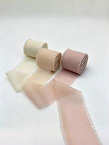 3 Rolls Handmade Tassel Chiffon Ribbon 1.5 Inch X 5.5 Size, Suitable For Bouquet Packaging Decoration, Wedding Invitation Handmade, Wedding Bouquet, Bow Decoration, Gift Wrapping Rope, Suitable For School, Christmas, Valentine's Day - Multicolor - View 8
