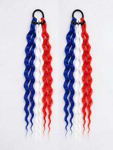 18-Inch Colored Curly Ponytail Wig Pieces, A 2 Pieces Set Of Fashionable Synthetic Ponytail Wigs, Suitable For Women To Wear. - Multicolor - View 12