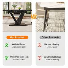 Dining Table Telescopic Table (120-160*75cm), Extendable Table, Extendable To 120-160cm With Aid Of Internal Insert Panels, Kitchen And Living Room, Dining Table With Black Marble Pattern - Black + MDF - View 7