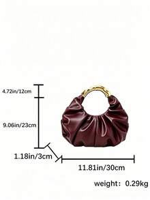 Cloud-Shaped Pleated Underarm Bag, PU Material, Suitable For Daily Use, Shopping, Commuting, Work, And University - Burgundy - View 5