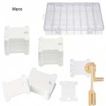 Bộ 90/120 cuộn chỉ thêu chữ thập bằng nhựa, hộp đựng cuộn chỉ thêu bằng nhựa, phù hợp cho thủ công thêu chữ thập DIY và lưu trữ đồ may vá - Trắng - Xem 9