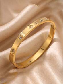 3/1pcsGold‑Tone Stainless Steel Bangle, Snake‑Textured Design, Style, Adds Extra Fashion Sense To Outfits - Gold - View 17