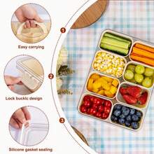 Two Storage Boxes With Handles, Plus Eight Small Removable Containers, Divider Tray - Perfect For Parties, BBQs, Picnics, Travel, Back To School, Snack Containers With Lids And Handles. - White - View 7