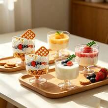[Little Cup]Mini Tasting Cups / Minimalist High Stem Dessert Cups / Transparent Body, Stackable Storage Space-Saving, Suitable For Fruit Cups, Yogurt, Pudding, Ice Cream, Home Afternoon Tea, Banquet Party Plating, Beautiful And Easy To Clean, Easily Capture Exquisite Food Scenes, Decorate Dining Table Atmosphere - View 2