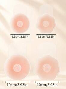 6pcs Women's Silicone Lift-Up Nipple Covers, Reusable Breast Pads, Self-Adhesive Invisible Nipple Covers, Suitable For Various Occasion - Round/flower-shaped Silicone Lifting - View 5