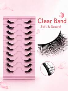 10 Pairs Half Lashes Fluffy, Dense, Naturally Curled, Slender, Fox Like, European And American Style, Soft And Enlarged Eyes, Reusable, Essential For Daily Commuting Makeup, Portable And Suitable For Various Occasions - View 3