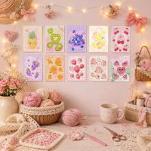 10pcs Cute Fruit Self Adhesive Stickers, Colorful Cherry Strawberry Grape Lemon Pineapple Decorative Decals For Notebook, Wall, Cabinet, Gift Box & DIY Decor - 10Pcs - View 4