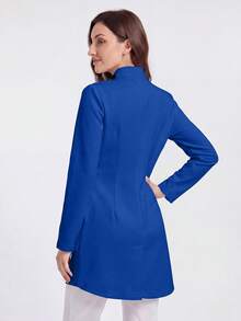 cimmuovere Long Sleeve Lab Coat With Pockets And Zipper, Scrub Uniform For Nurses - Blue - View 3