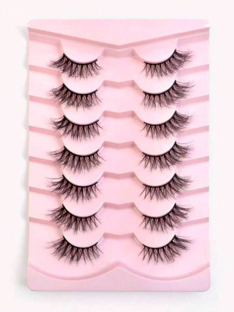 7 Pairs 15mm Cat Eye False Eyelashes - Black - View 1